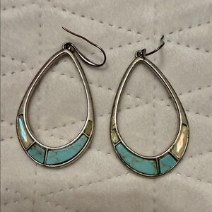 Elegant Silver and Turquoise Teardrop Earrings